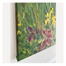 Peacock in the Garden is an original floral oil painting Peacock in the Garden is an original floral oil painting